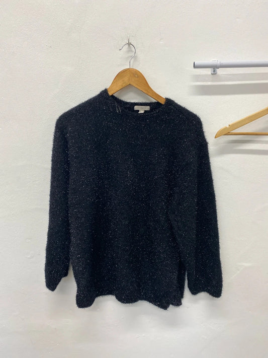 Fabulous sparkly black fluffy jumper silver flecks UkS JH001