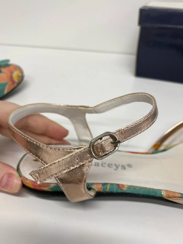 Laceys & M&S Fabulous Turquoise Floral Flats & Matching Clutch UK 4 AT001