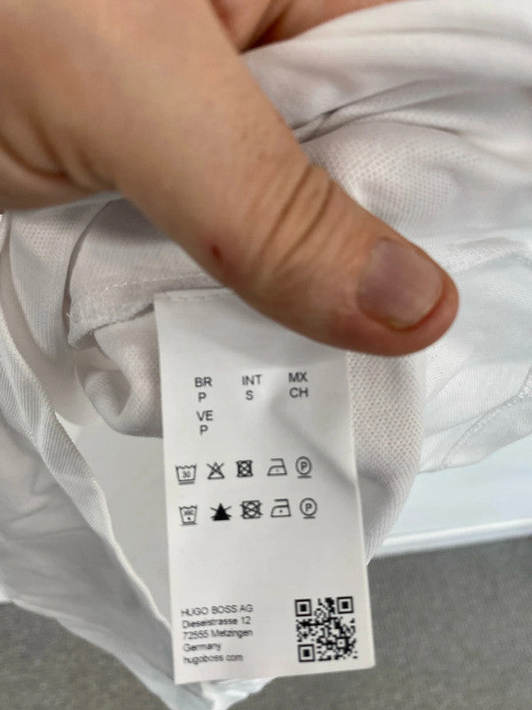 Classic Hugo Boss white blue trim polo S SD001