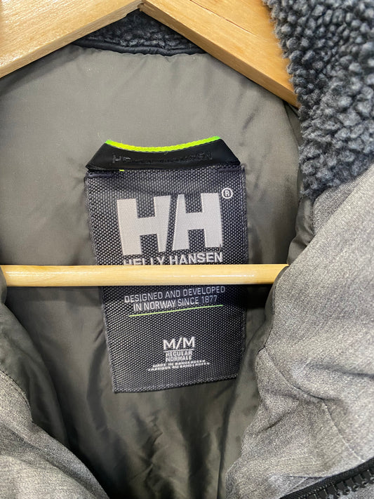 Super cosy Helly Hansen grey longline puffer jacket M Faux fur trim RF001