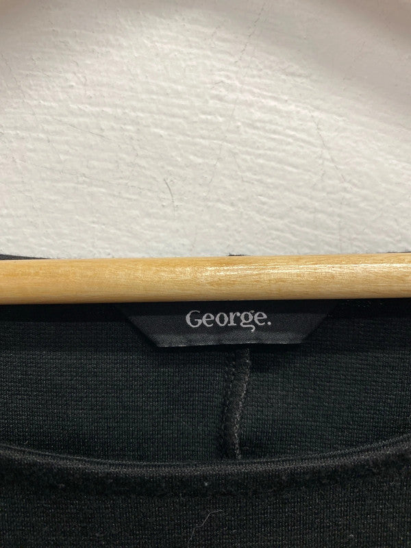 George Chic Black Sheath Asymmetric Midi Dress UK 18 NC001