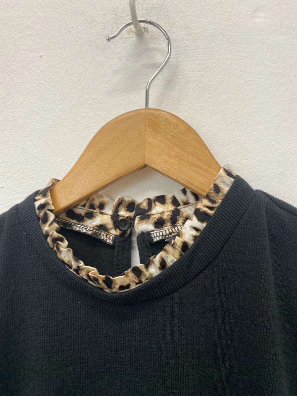 Roman leopard sleeved party dress Uk10 ruffle neck AO001