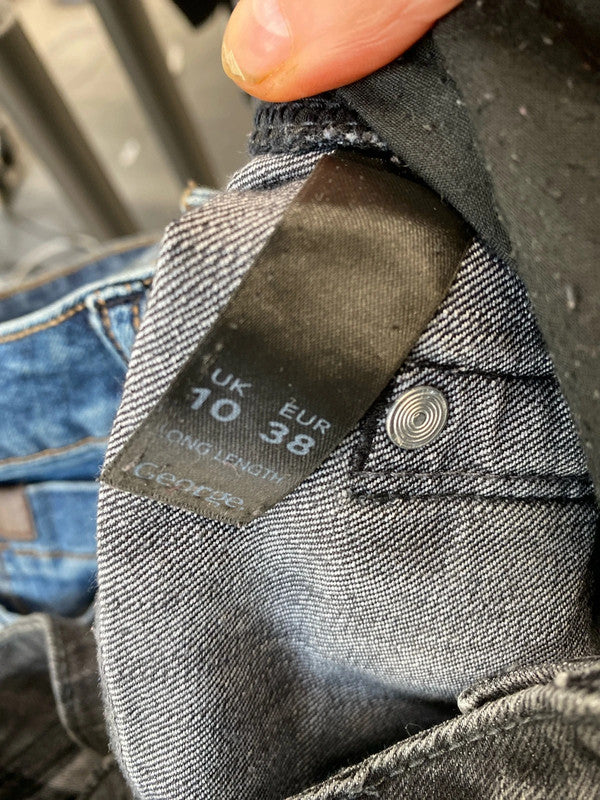 Fabulous Duo of Jeans Uk12 Long black blue George #4 kW002