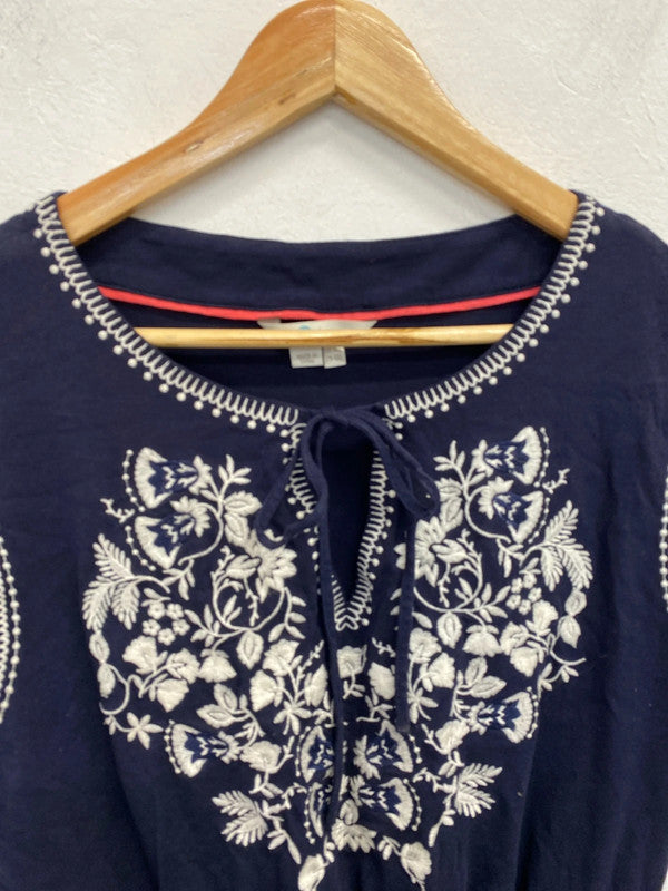 Fabulous Boden navy embroidered jersey dress Uk14 L KN003