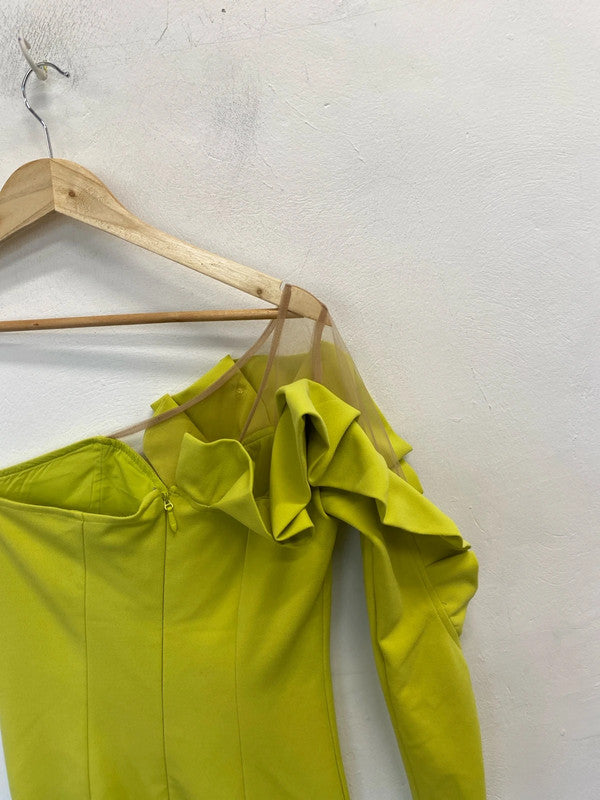 Stunning forever unique like ruffle sleeve one shoulder midi dress UK 8 JM008