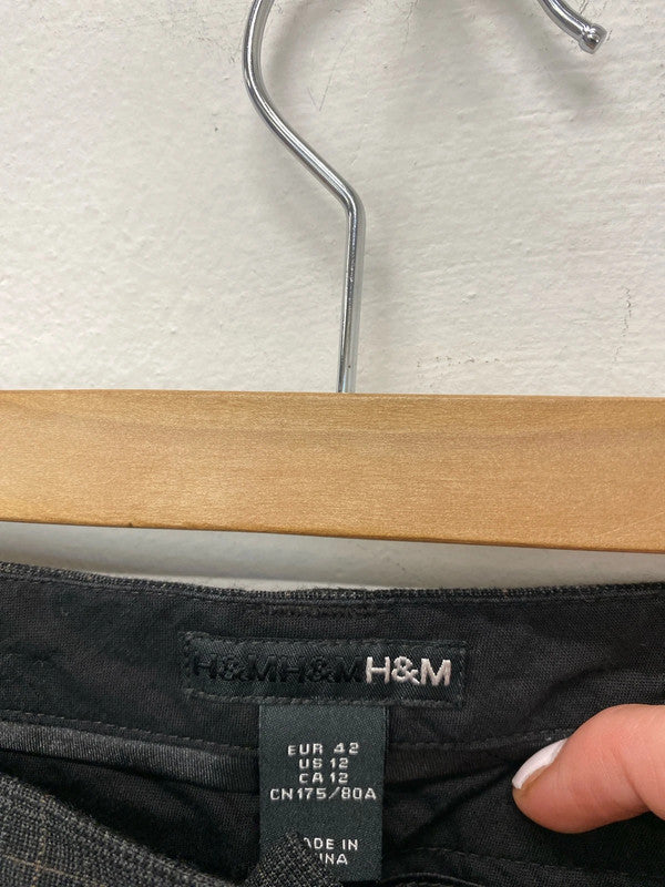 Fabulous H&M Checked brown formal trousers Uk14 KM003
