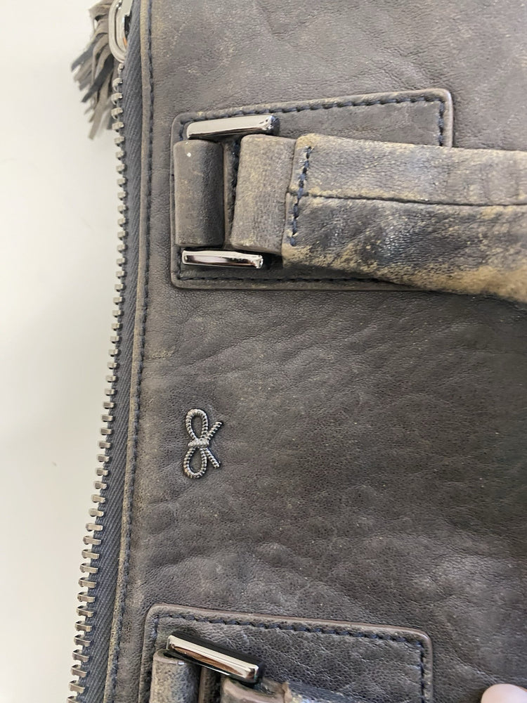 Anya Hindmarch Chocolate Brown Vintage Ebury handbag leather tassle JP001