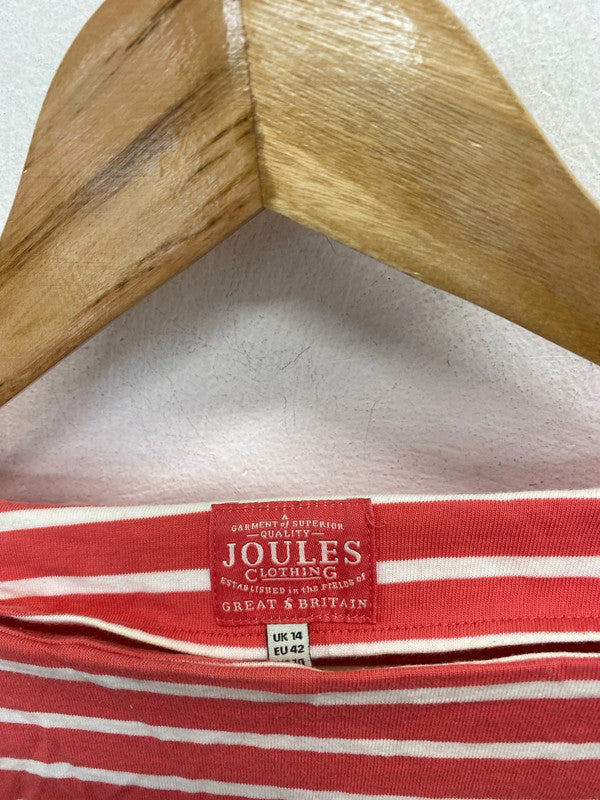 Lovely joules pink white stripe long sleeve top UK 14 NN001