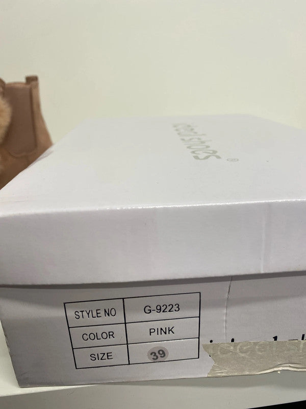 Fabulous Ideal shoes pink fluffy boots uk6 GK002