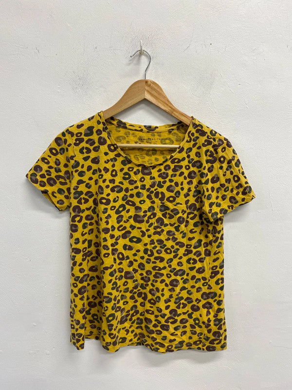 Fab Y2K yellow leopard T shirt Uk12 principles KD001