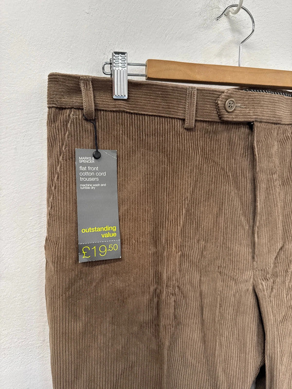 Classic M&S flat front cotton cord trousers 38/29 NC001