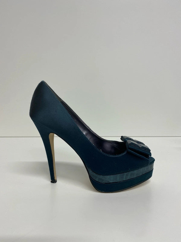 Carvela Fabulous Sea Green Croc Effect Heels UK 5 AE001