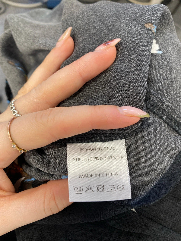 Stunning hush black bird pattern blouse flare sleeve UK 14 KM005