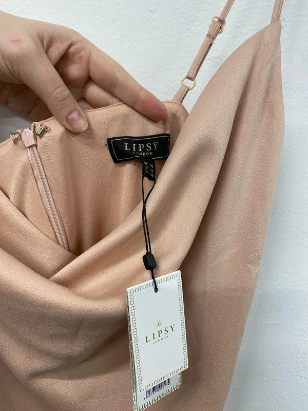 Lipsy London Elegant Rose Pink Satin Evening Dress UK 14 LP003