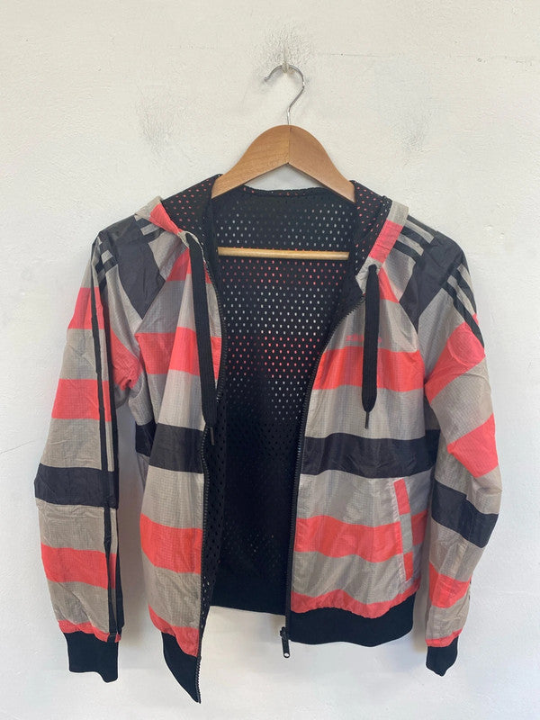 Adidas Neo Sporty Red Grey & Black Stripe Jacket Size XS GK002