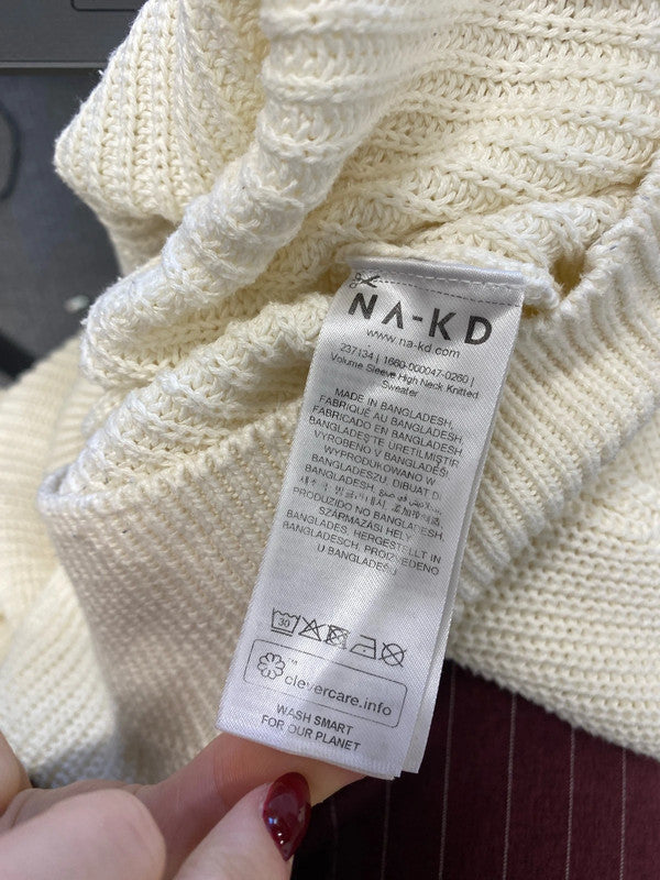 Lovely na-kd reborn cream knit jumper UK M CJ001