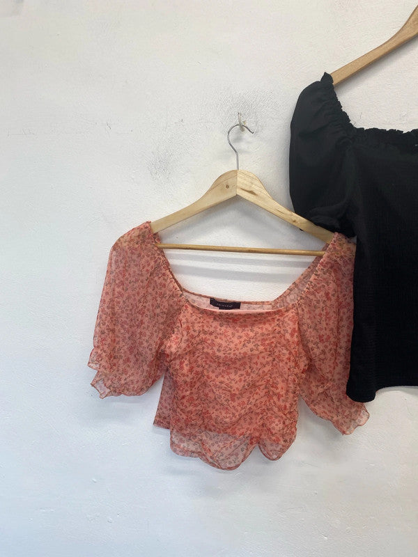 Duo of summer tops Primark new look pink black top UK S JM008
