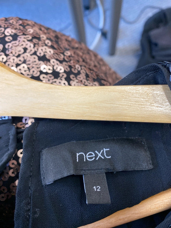 Fab Next classic sequin party dress rose gold & black Uk12 MB001