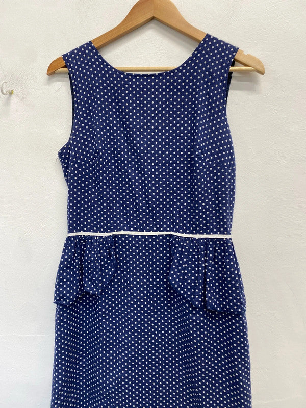 Lovely fever London blue spotted midi dress UK 12 JM007