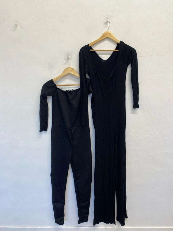 Lovely duo of boohoo jumpsuits black UK 8-10 LK009 #14