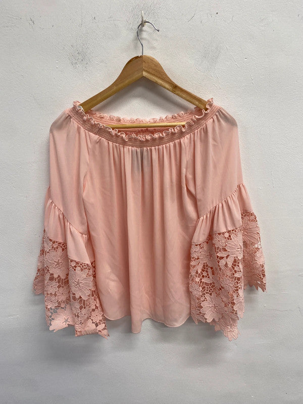 Stunning Joseph ribkoff blush pink gypsy Bardot top UK 10 KM004