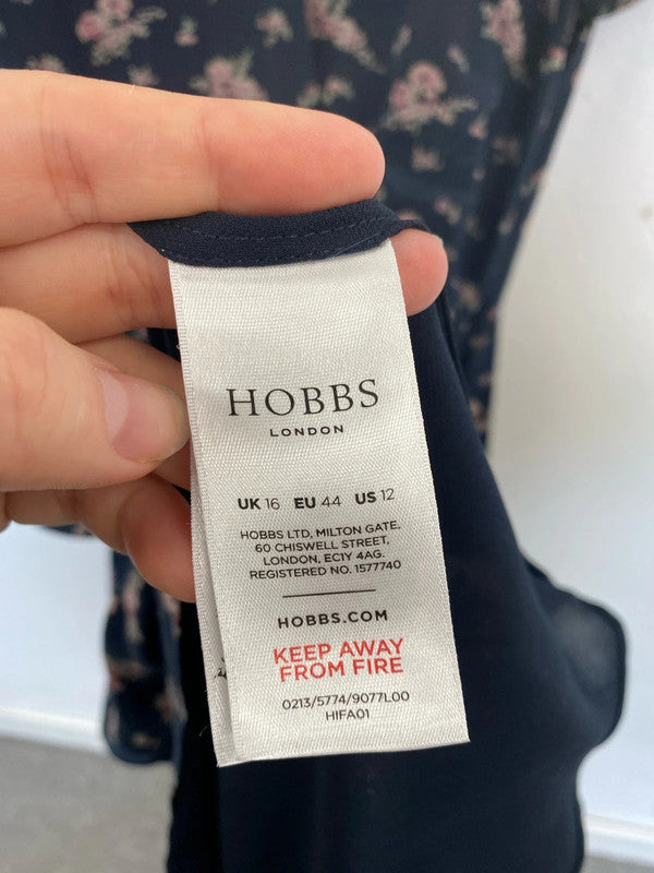 Hobbs Stylish Navy Floral Pattern A-line Shirt Dress UK 10 WLH01