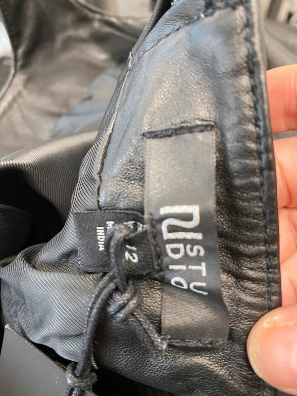 Fabulous River Island Lux studio real leather dress Uk12 KS002