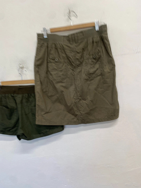 Lovely duo of khaki shorts skirt cargo UK 10\12 SW001 #8