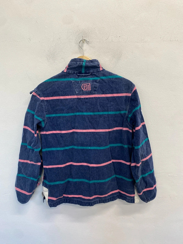 Stunning deal denim striped 1/4 zip top UK M MW001