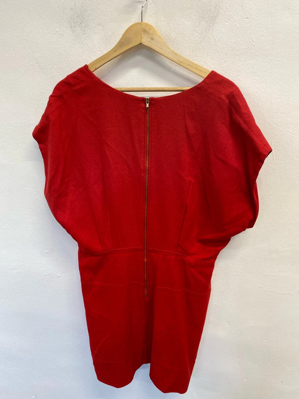 Stunning French connection midi v neck red dress UK 16 LG006