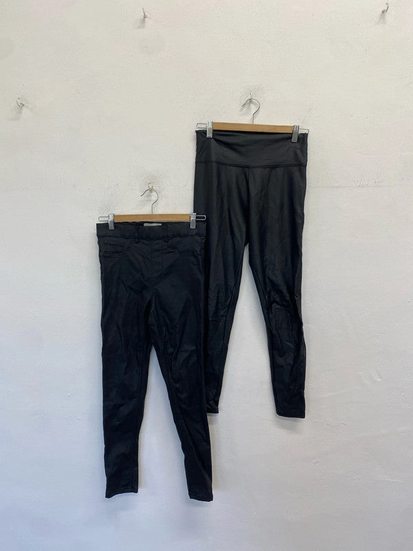 Stunning duo of faux leather black jeans next new look UK 8/10 LK009 #11