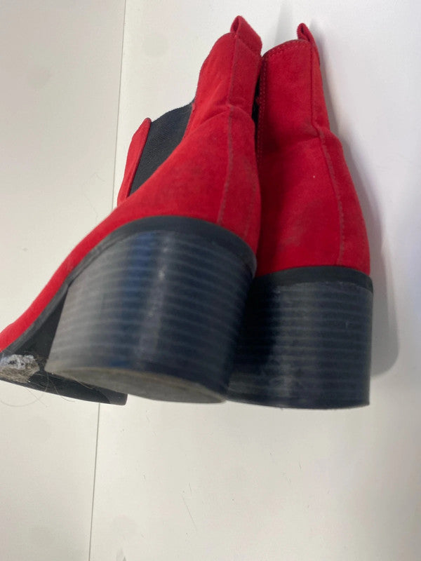 Fab M&S Insolia Red faux Suede ankle boots block heel UK6 SG090