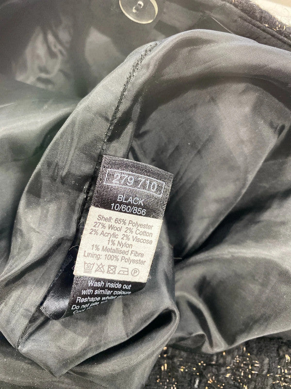 M&Co Stylish Black & Gold Boucle Metallic Thread Mini Skirt UK 16 JW002