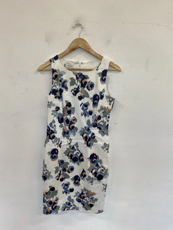 Hobbs Stylish Boat Neck Botanical Pattern Sheath Dress UK 10 WLH01