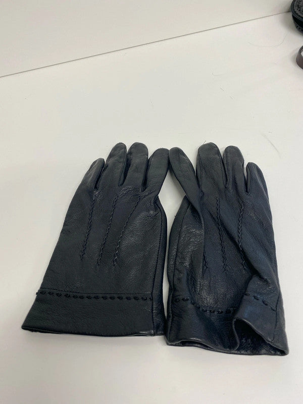 Fabulous Fiore black ladies leather gloves UkM/L LD003