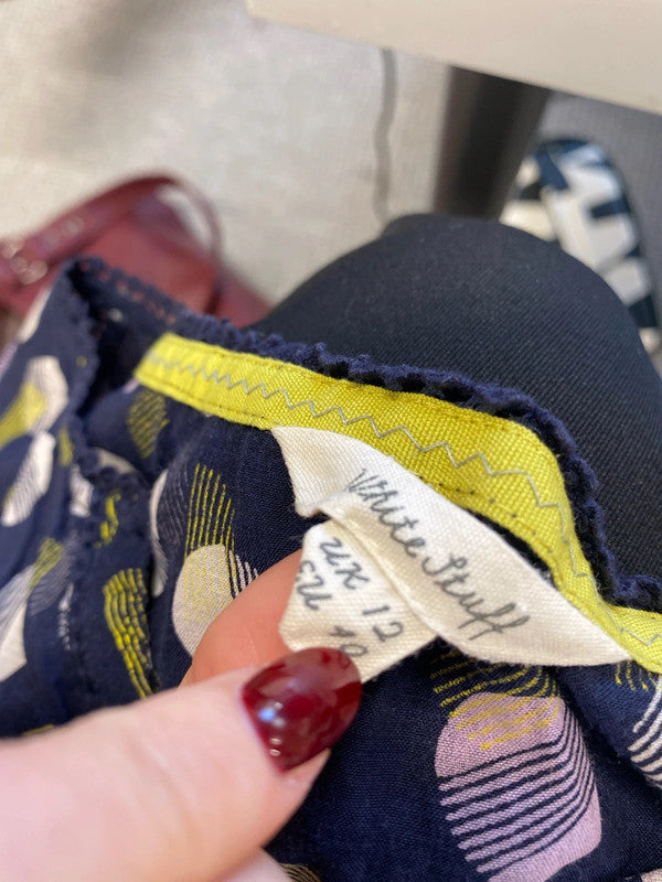 Gorgeous white stuff navy spotted lightweight blouse top UK 12 GK002