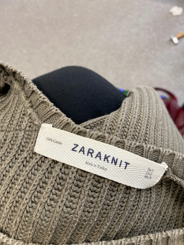 Lovely zara khaki knit jumper UK A JB001