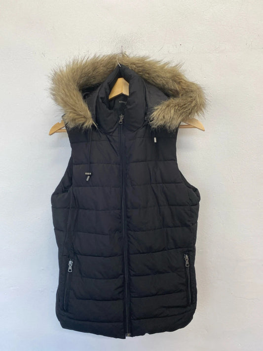 Fabulous Black faux Fur lined Gilet Banana Republic UkL Petite GW001
