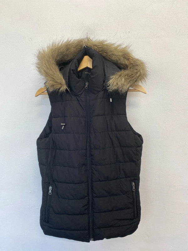 Fabulous Black faux Fur lined Gilet Banana Republic UkL Petite GW001