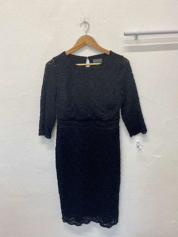 Fabulous Ruth Langsford Lace effect stretch black midi dress Uk12 MW001