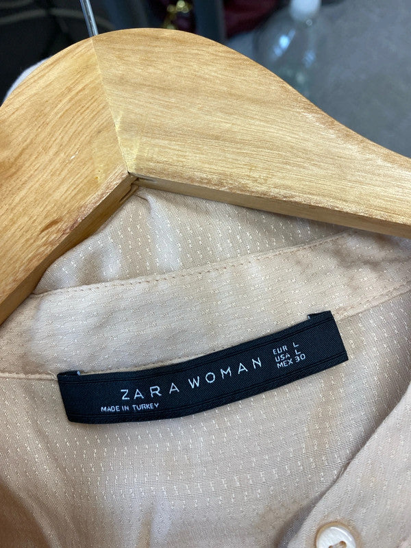 Zara peach faux formal top shirt blouse stunning UkL JB003