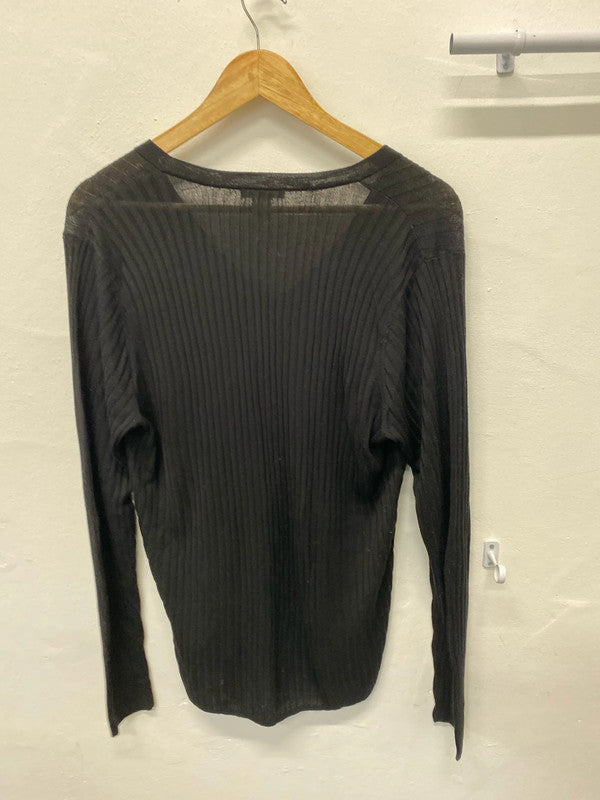 Fabulous oversized H&M ribbed v neck jumper semi sheer Ukxl 14-16!KM003