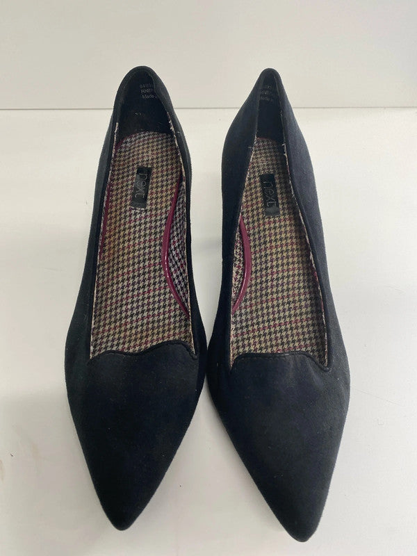 Cute Velvet Faux suede kitten heel black formal shoes Uk4 Next GW001