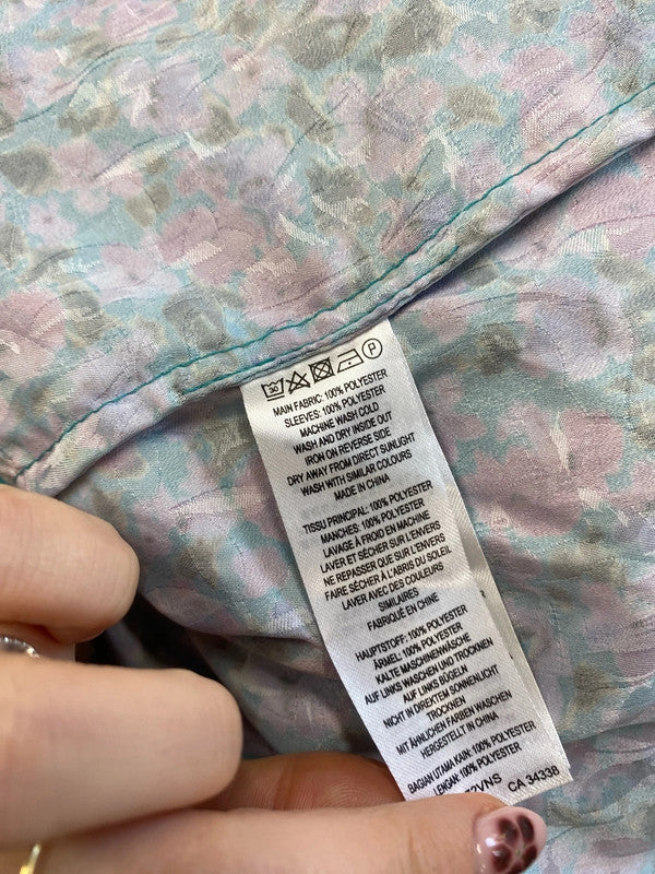 Lovely French connection floral frill blue blouse UK S HDR01