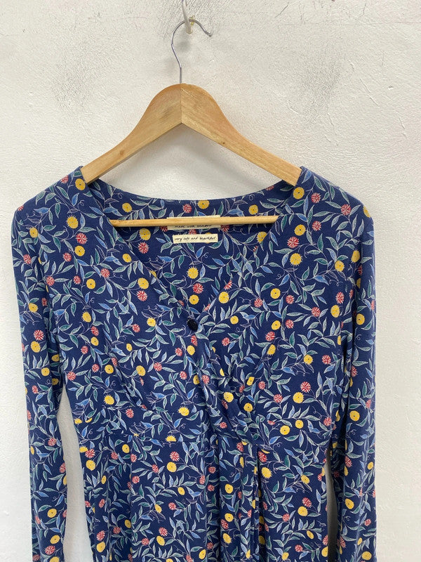 Lovely Seasalt Cornwall blue floral midi dress UK 12 MM005