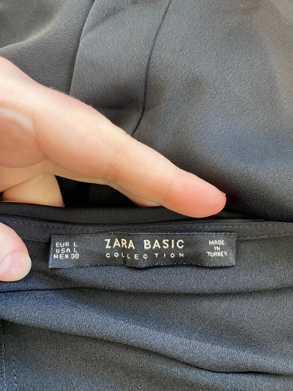 Zara Fabulous Black Fringe Detail Halter Neck Mini Dress Size L GW001