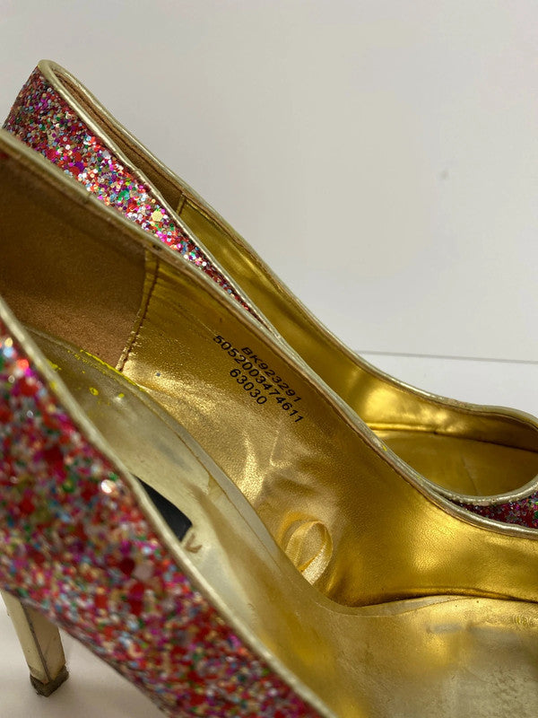 Gorgeous rainbow glitter heels peep toe 5 MA003