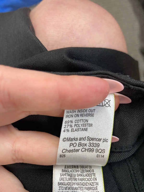 M&S Chic Black Wetlook Ankle Grazer Jeans UK 12 SR006