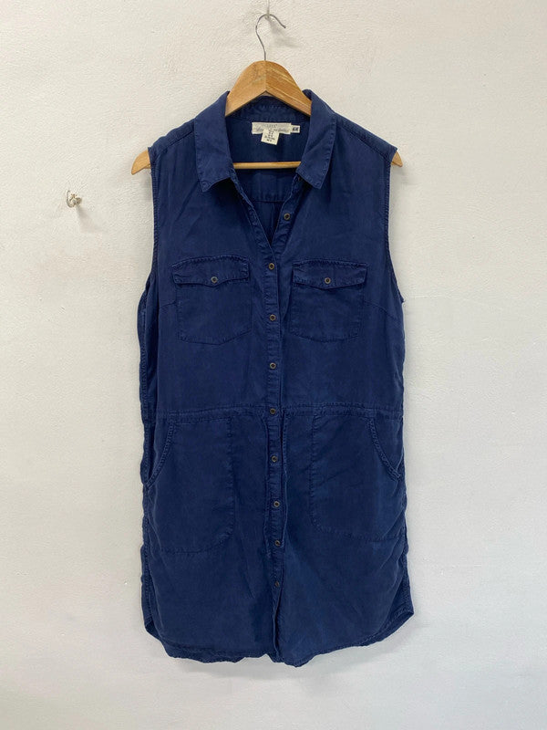 Classic lightweight H&M sleeveless shirt dress navy KM003