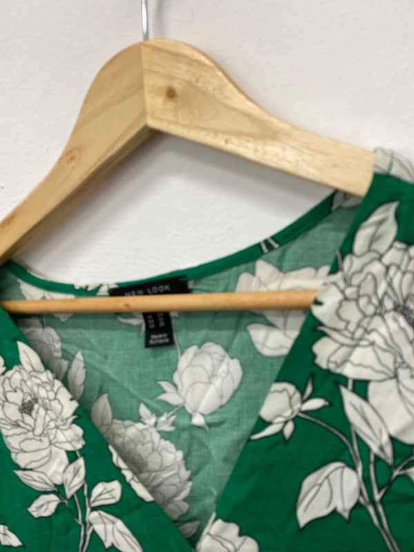 Fabulous Tropical emerald green floral curves Uk24 smock dress IM001